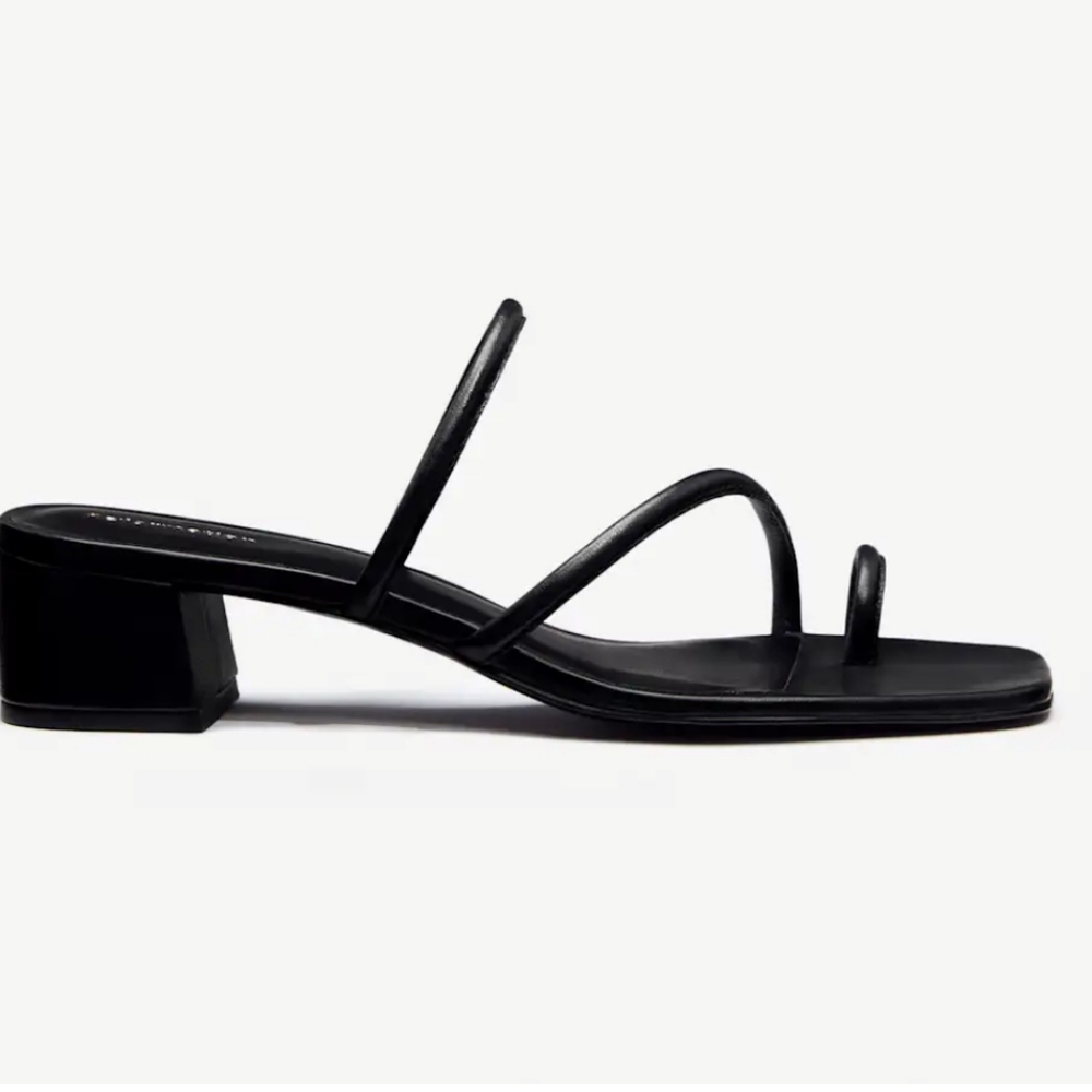 Reformation Meena Toe Ring Block Heel Sandal New With Box Size 10.5 Black
